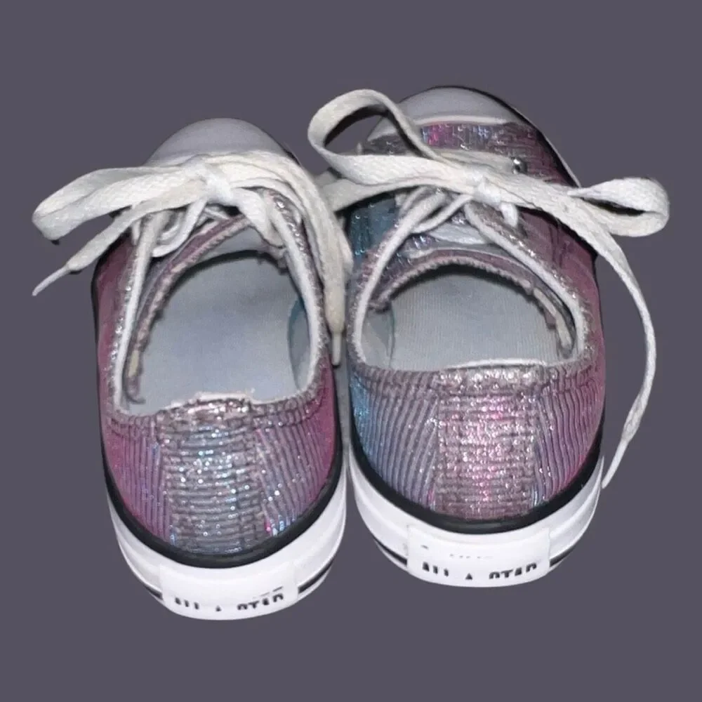 Little Kid Converse CTAS Space Star Ox Silver Glitter Sparkle SNEAKERS Size 13.5